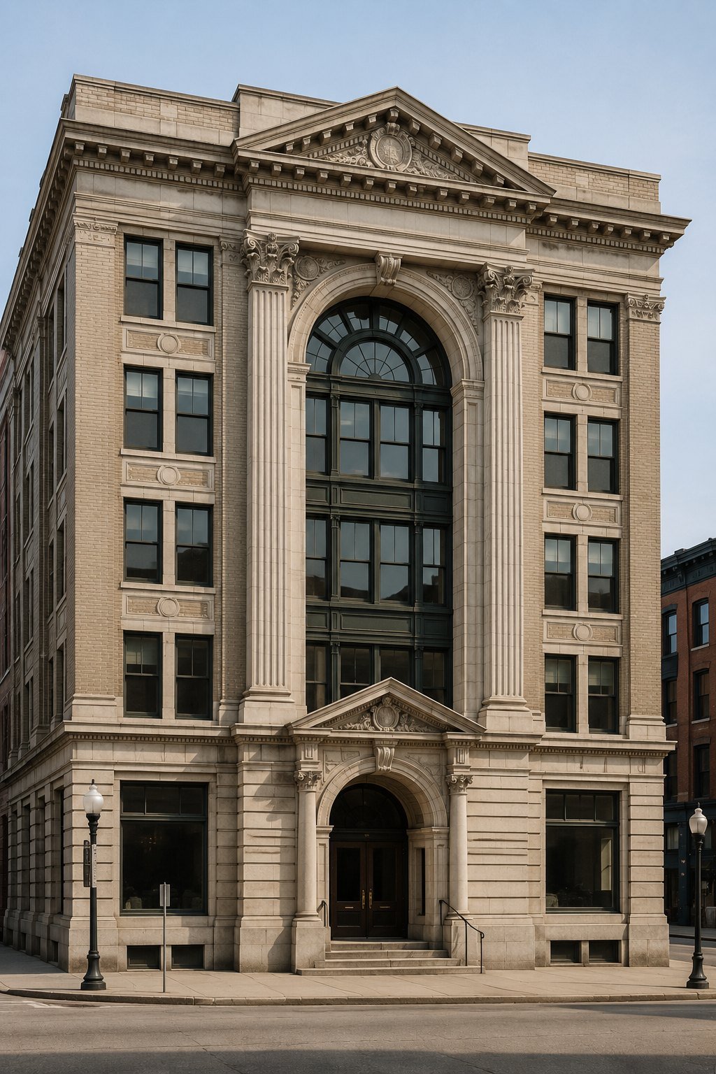 The Beaux-Arts Strathglass Building in downtown Rumford, Maine