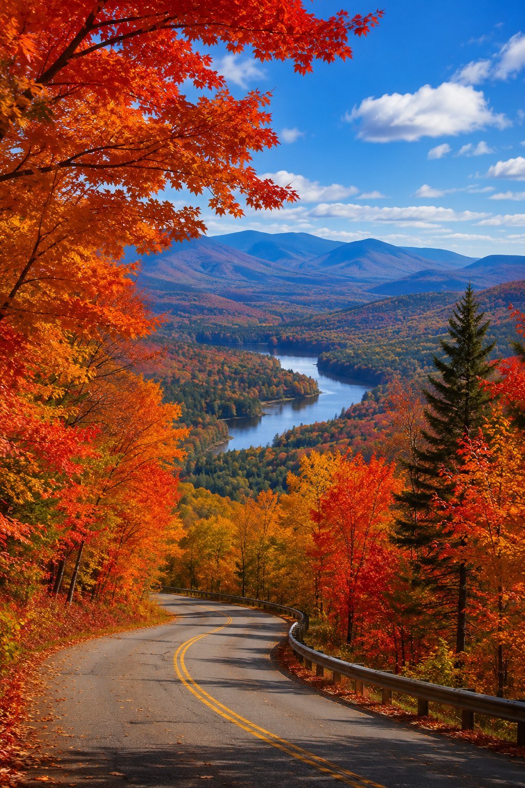 Autumn foliage season in the Rumford river valley