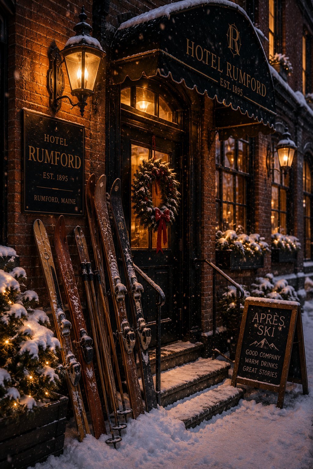 Winter ski season at Hotel Rumford near Black Mountain