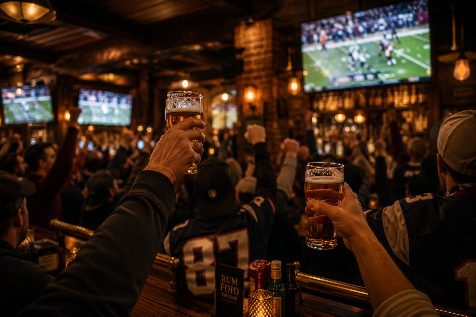 A lively game-day crowd at the tavern